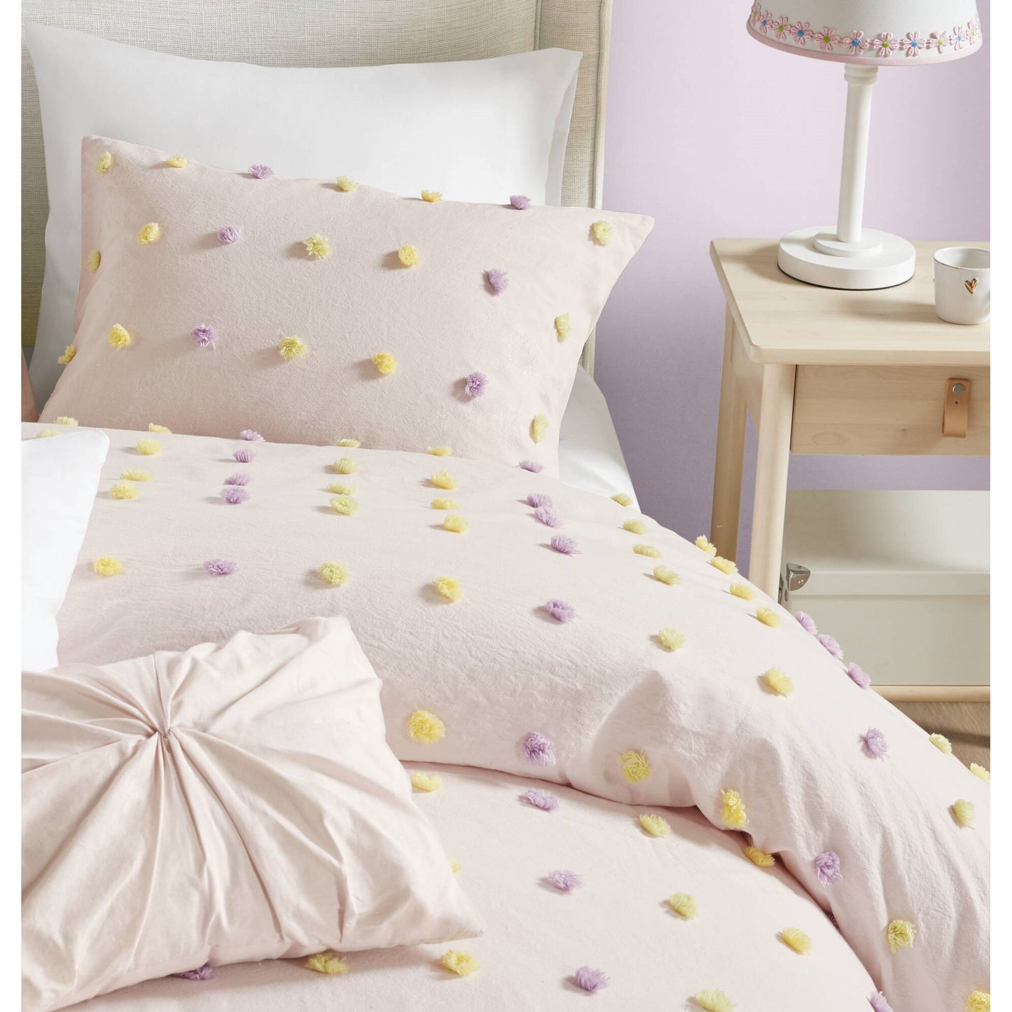 Callie Cotton Jacquard Pom Pom Comforter Set
