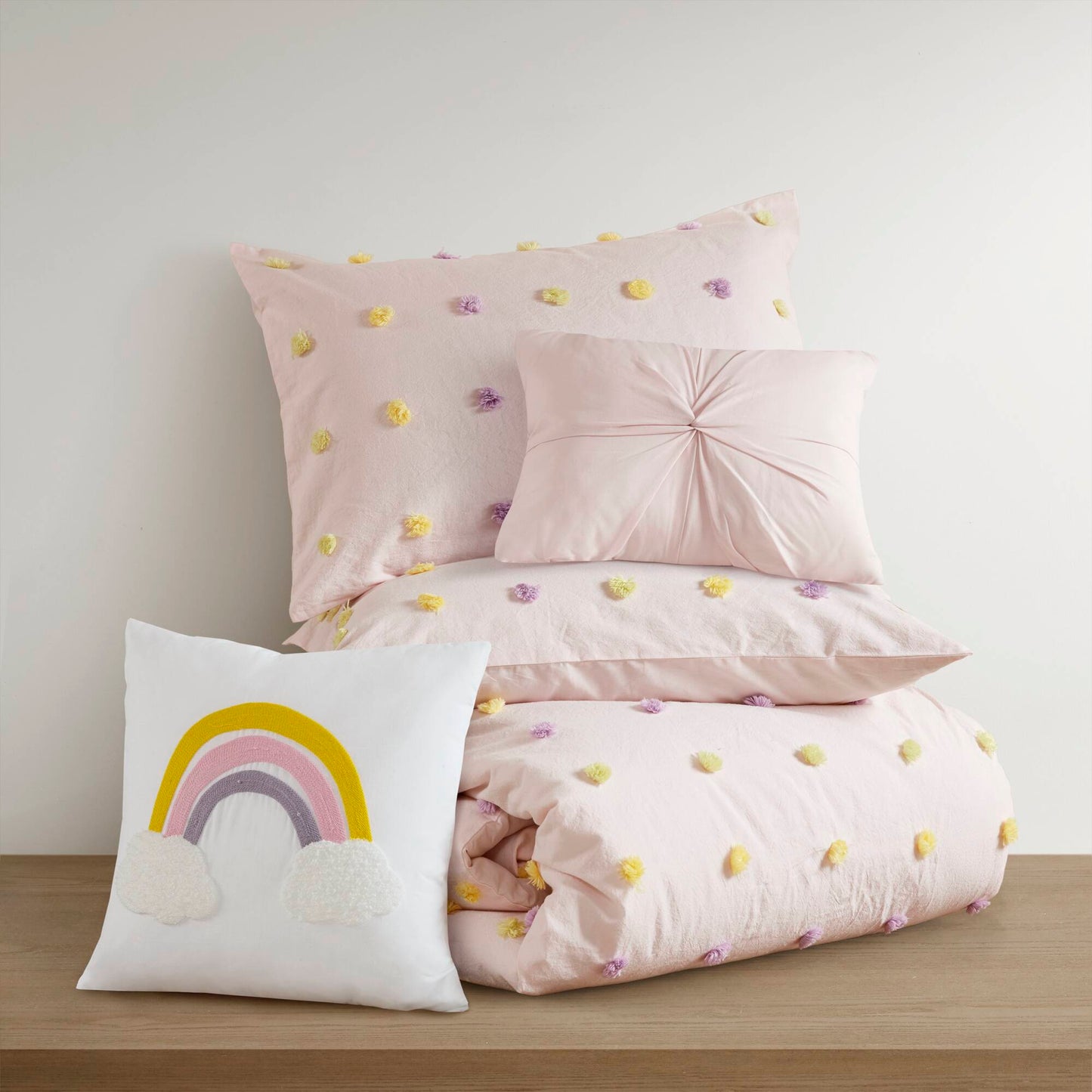 Callie Cotton Jacquard Pom Pom Comforter Set