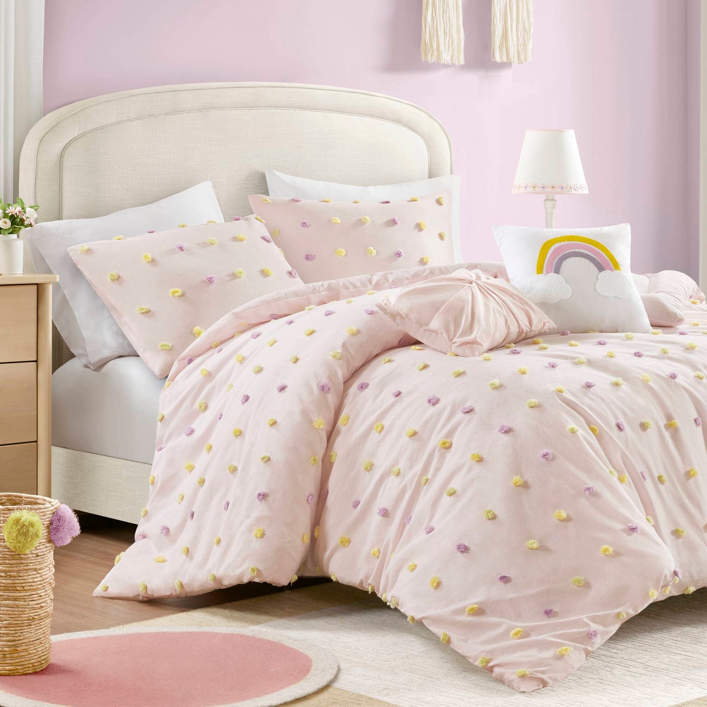 Callie Cotton Jacquard Pom Pom Comforter Set