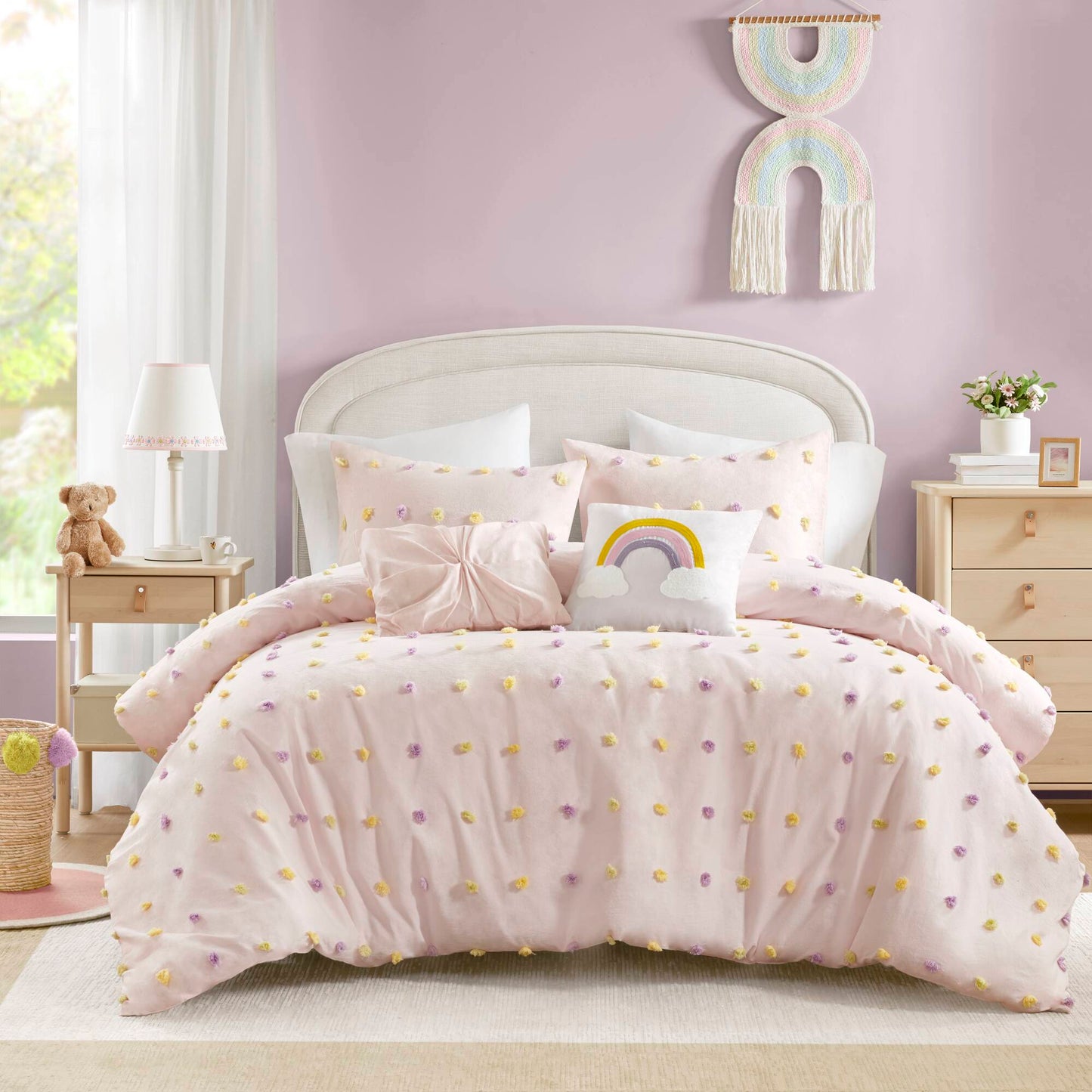 Callie Cotton Jacquard Pom Pom Comforter Set