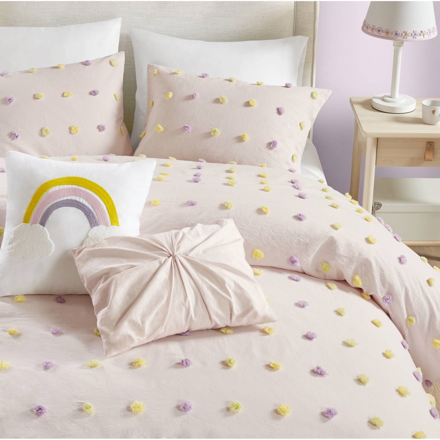 Callie Cotton Jacquard Pom Pom Comforter Set
