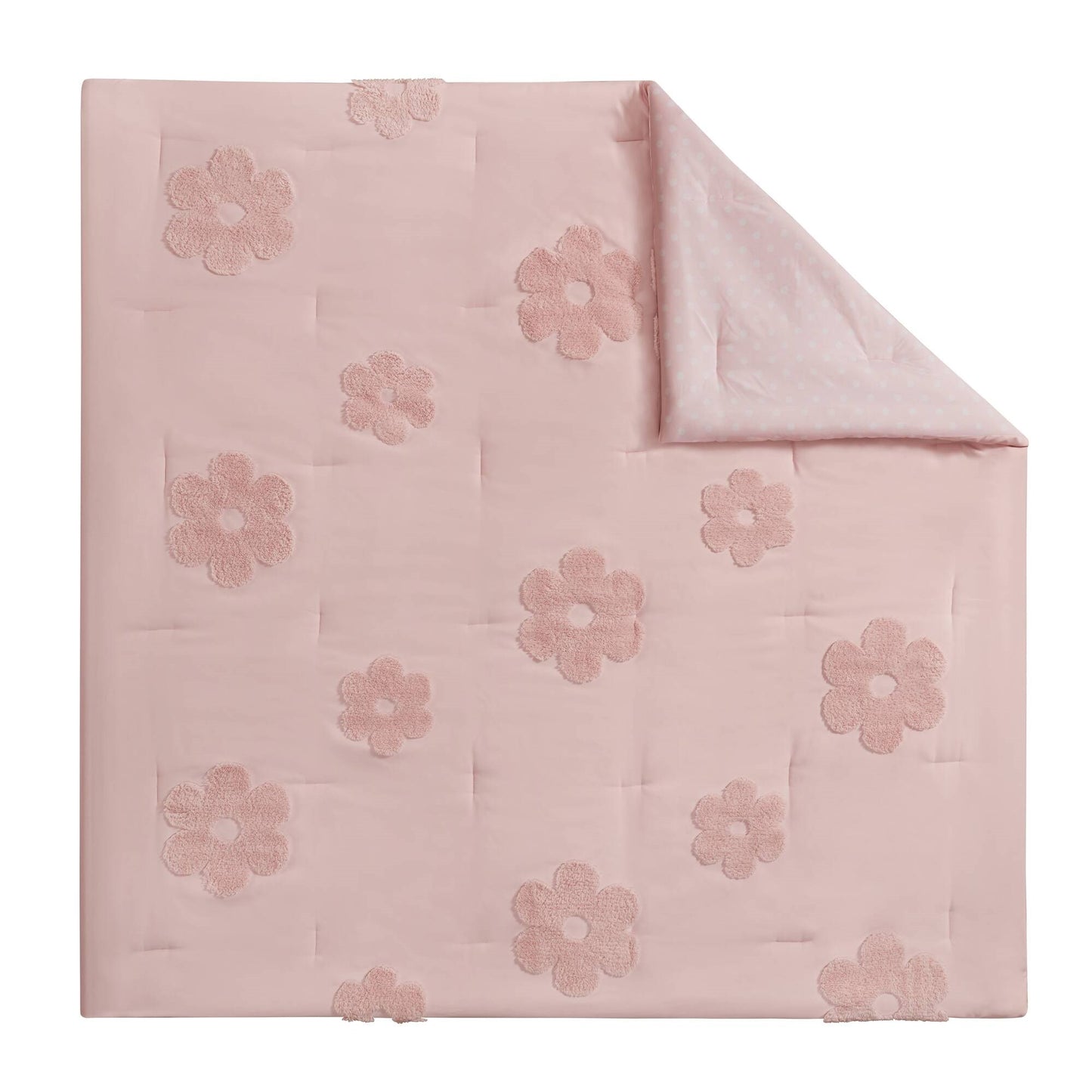 Gracie Floral Reversible Tufted Chenille Comforter Set with Flower Throw Pillow