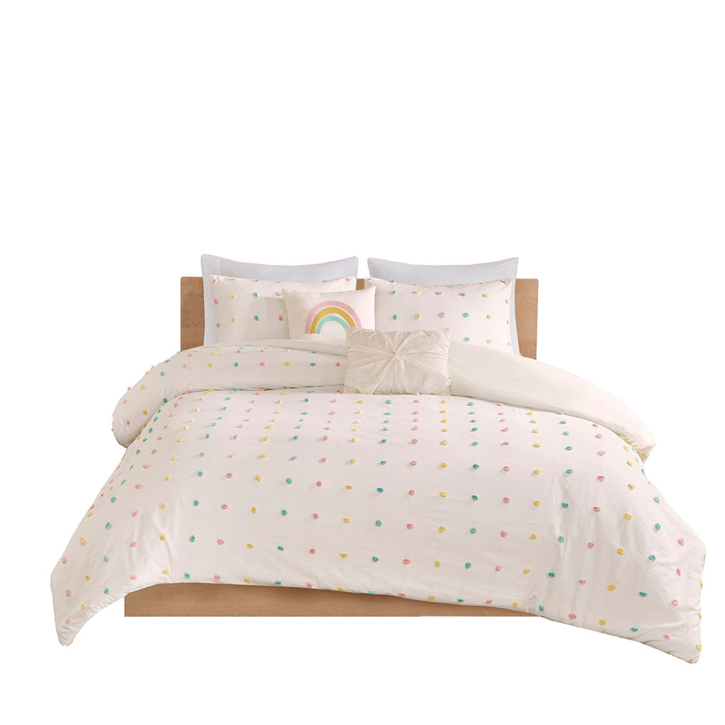 Callie Cotton Jacquard Pom Pom Duvet Cover Set