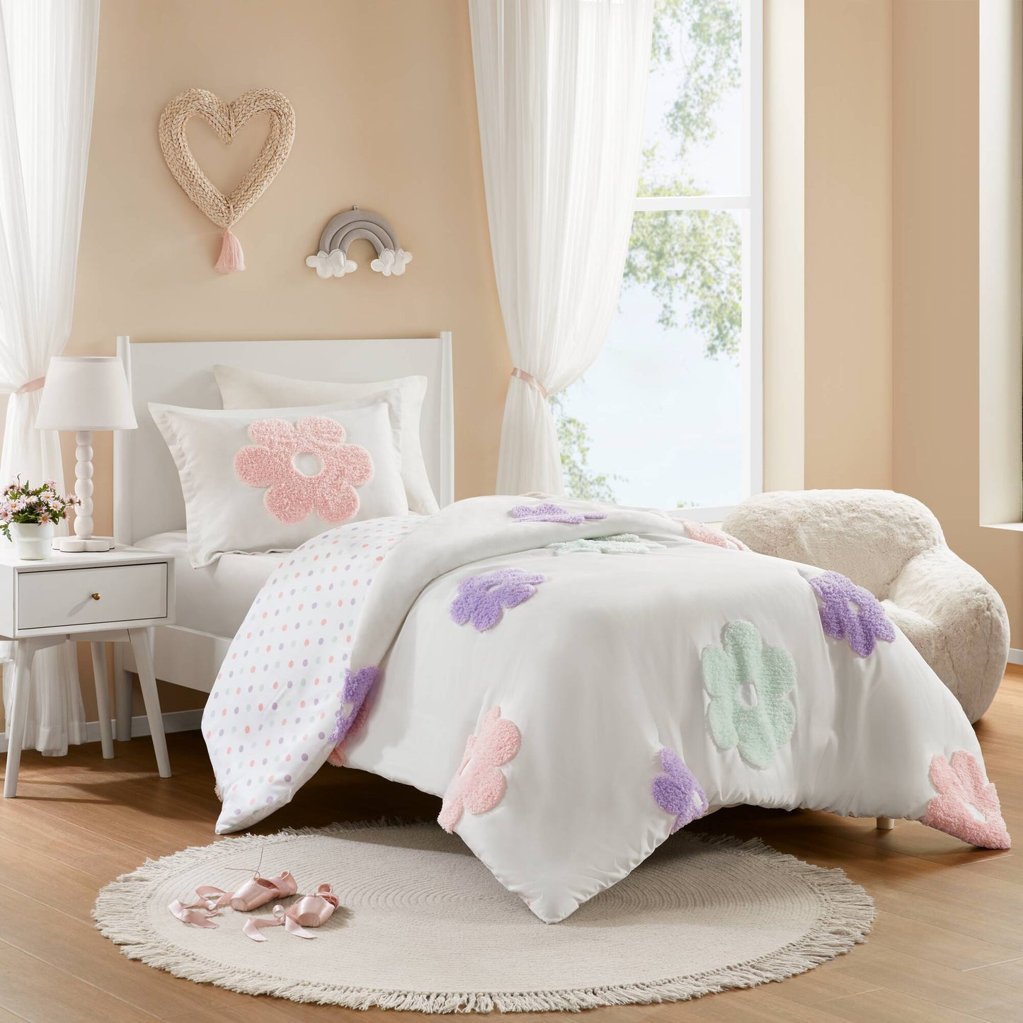 Gracie Floral Reversible Tufted Chenille Duvet Cover Set