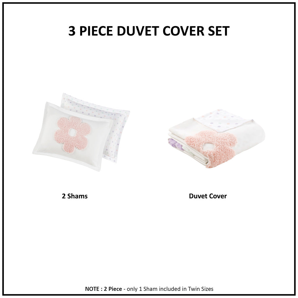 Gracie Floral Reversible Tufted Chenille Duvet Cover Set