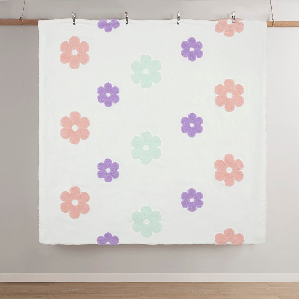 Gracie Floral Reversible Tufted Chenille Duvet Cover Set