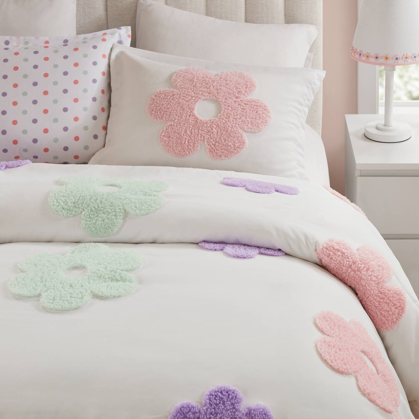 Gracie Floral Reversible Tufted Chenille Duvet Cover Set