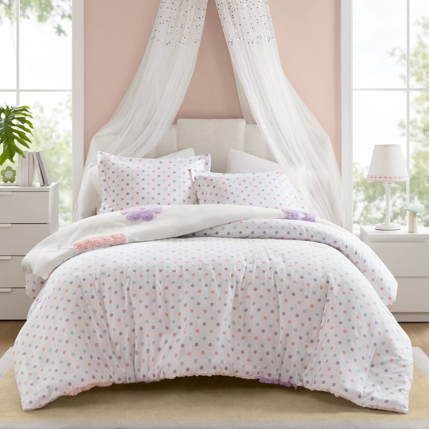 Gracie Floral Reversible Tufted Chenille Duvet Cover Set
