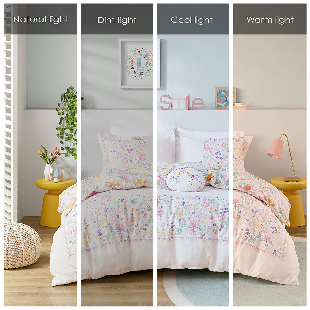 Lulu Floral Reversible Cotton Duvet Cover Set with Throw Pillow