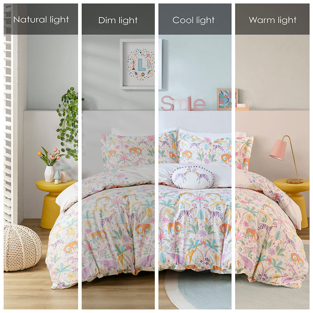 Lulu Floral Reversible Cotton Duvet Cover Set with Throw Pillow