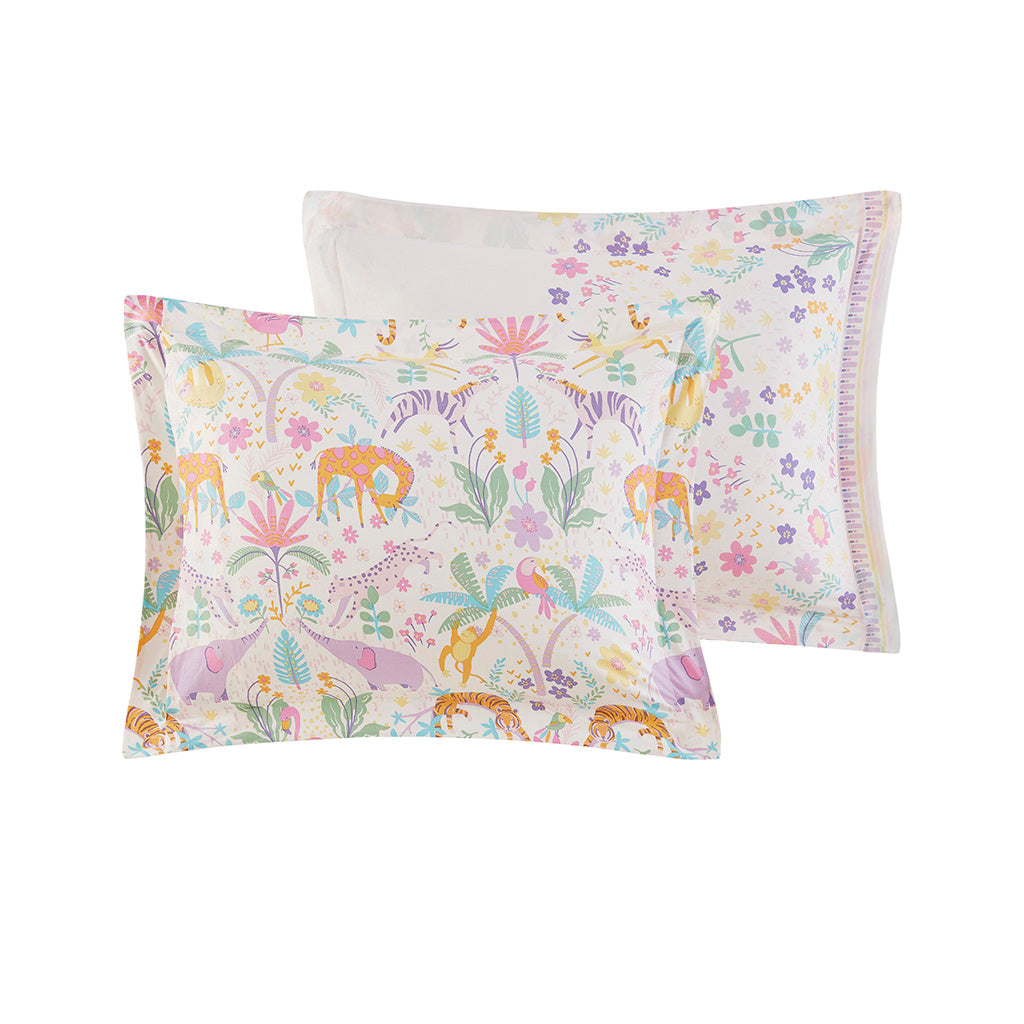Lulu Floral Reversible Cotton Duvet Cover Set with Throw Pillow
