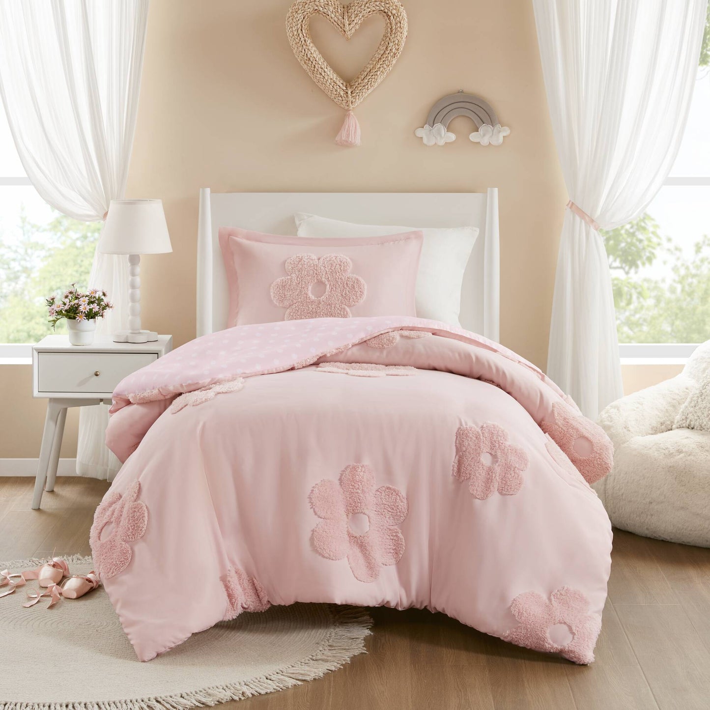 Gracie Floral Reversible Tufted Chenille Duvet Cover Set