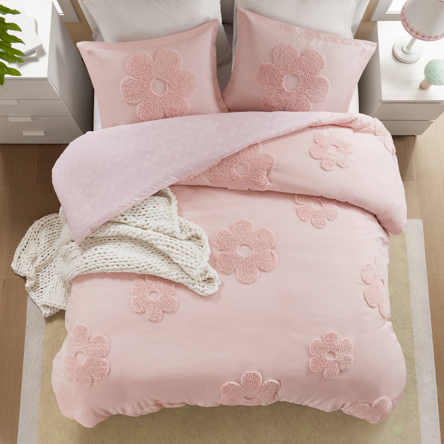 Gracie Floral Reversible Tufted Chenille Duvet Cover Set