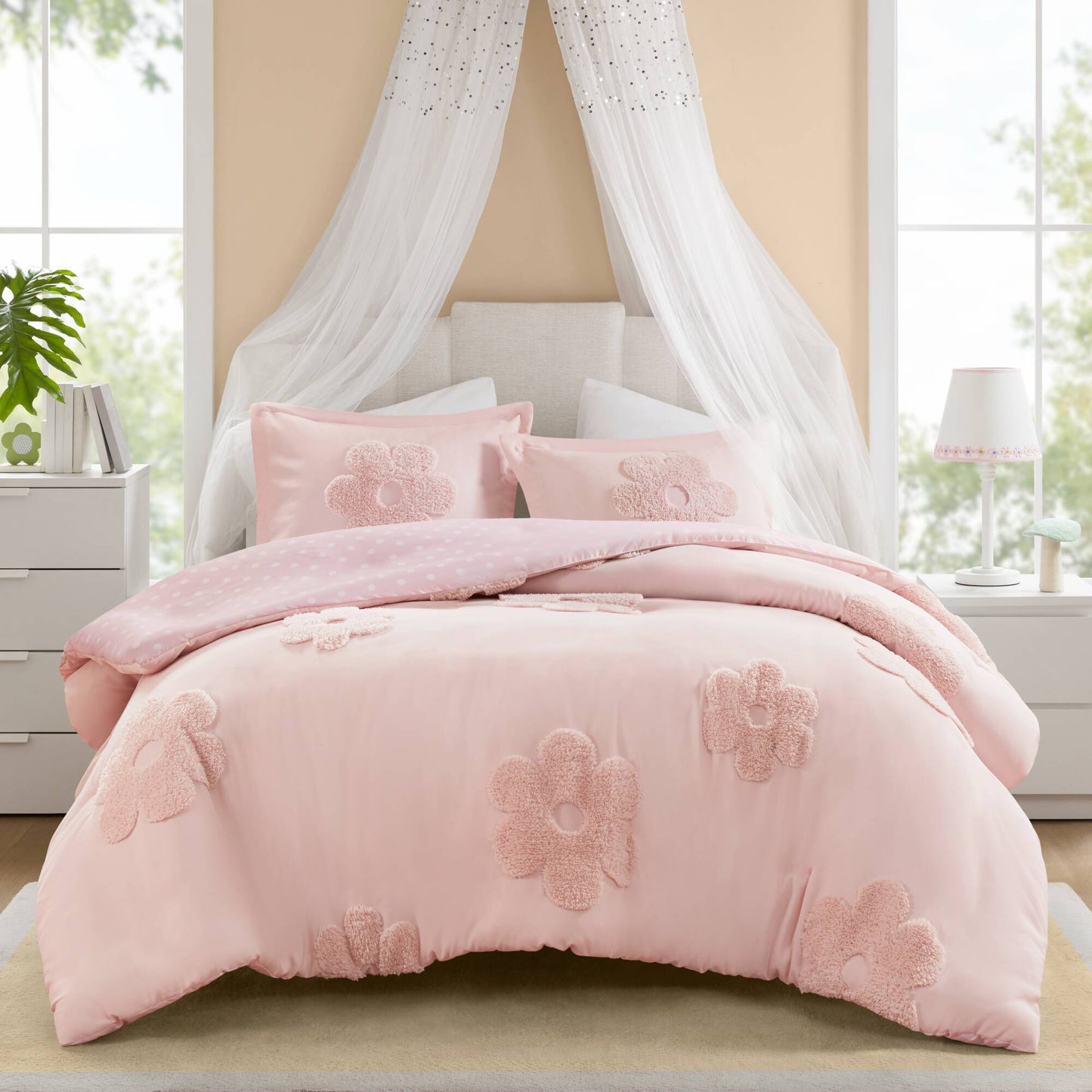 Gracie Floral Reversible Tufted Chenille Duvet Cover Set