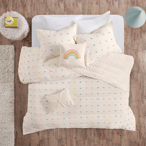 Callie Pom Pom Cotton Jacquard Quilt Set with Throw Pillows