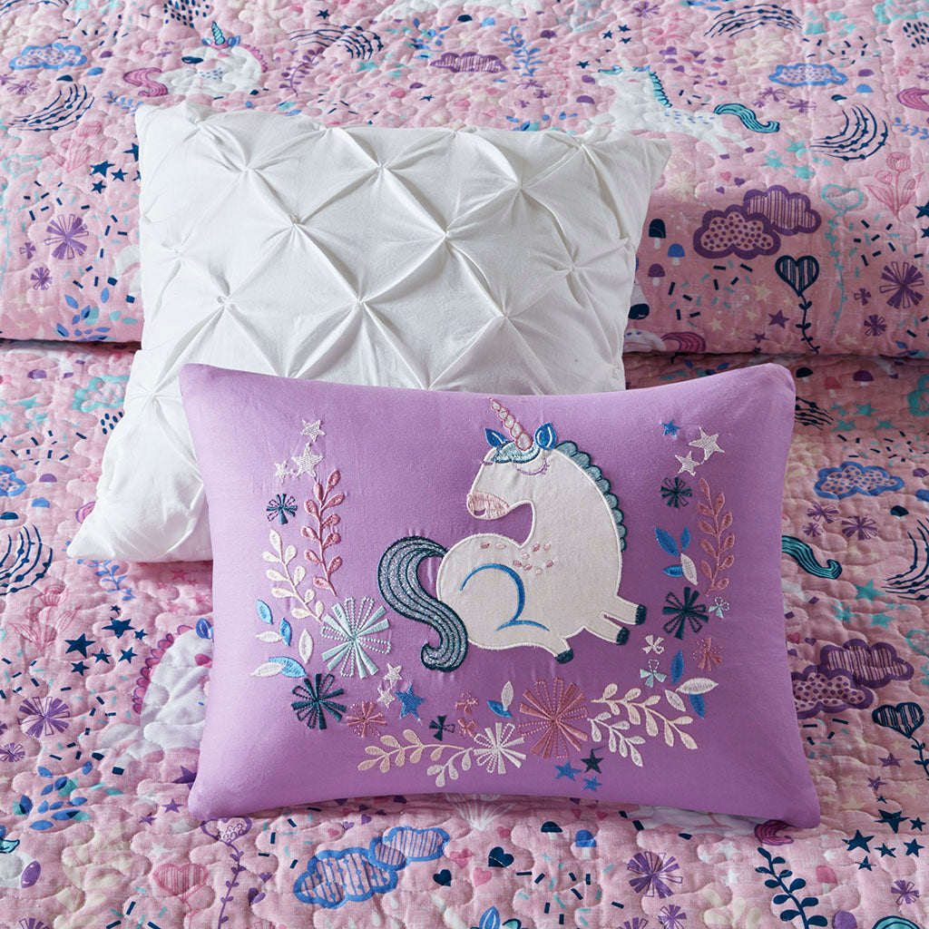Lola Unicorn Reversible Cotton  Quilt Set with Throw Pillows
