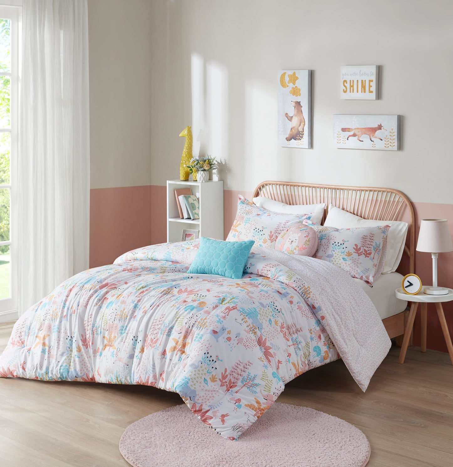 Iris Woodland Animals Cotton Reversible Comforter Set