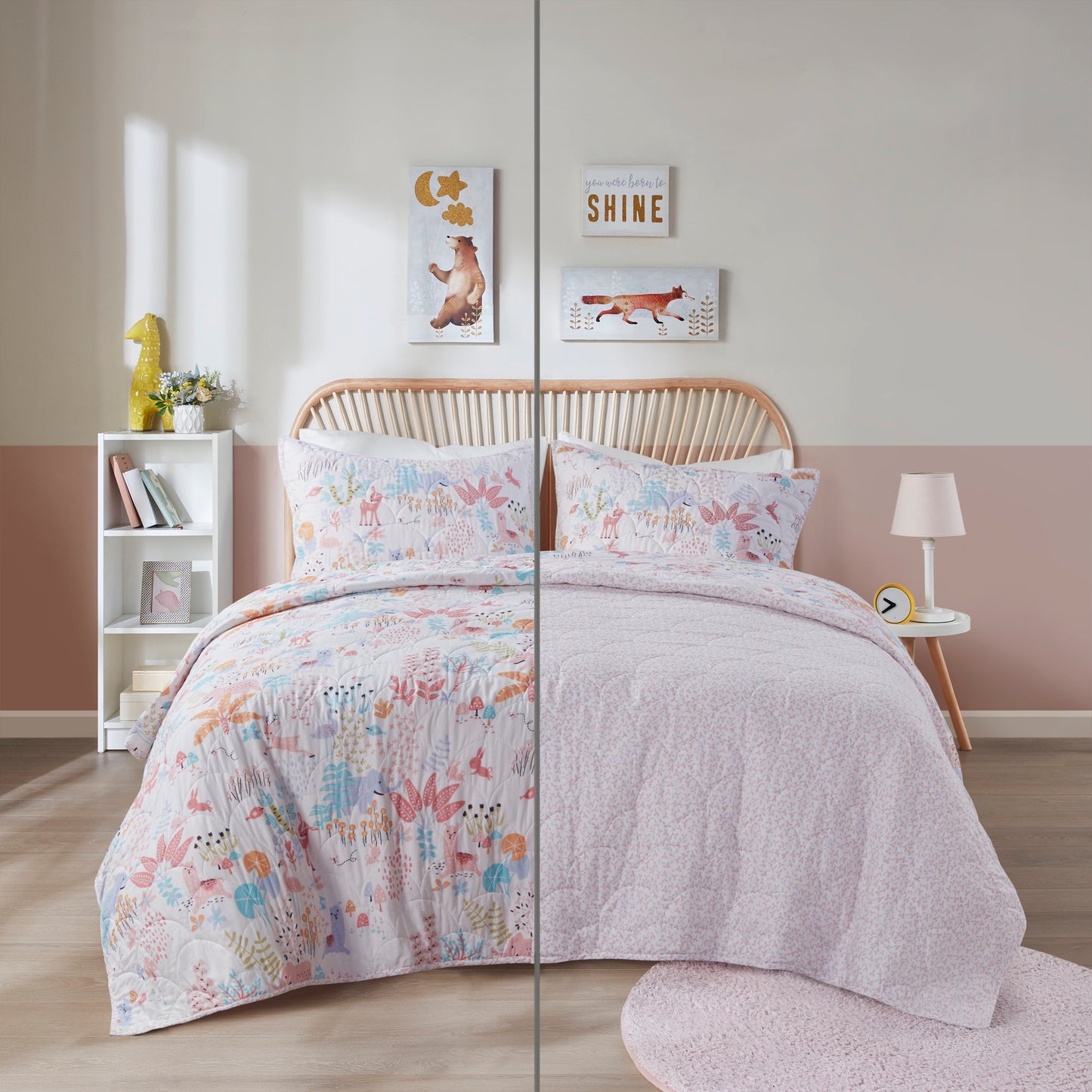 Iris Woodland Animals Reversible Cotton Quilt Set