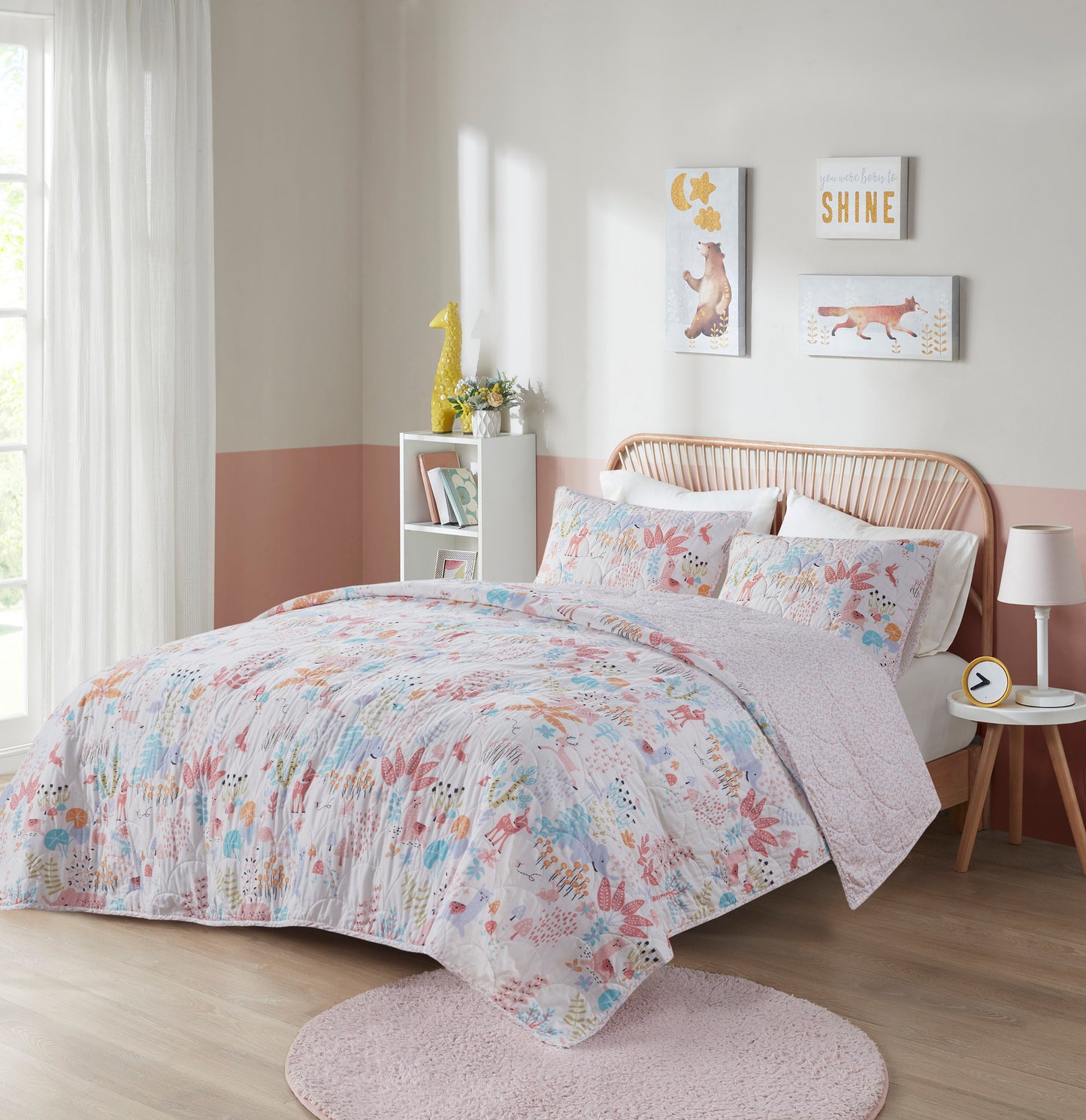 Iris Woodland Animals Reversible Cotton Quilt Set