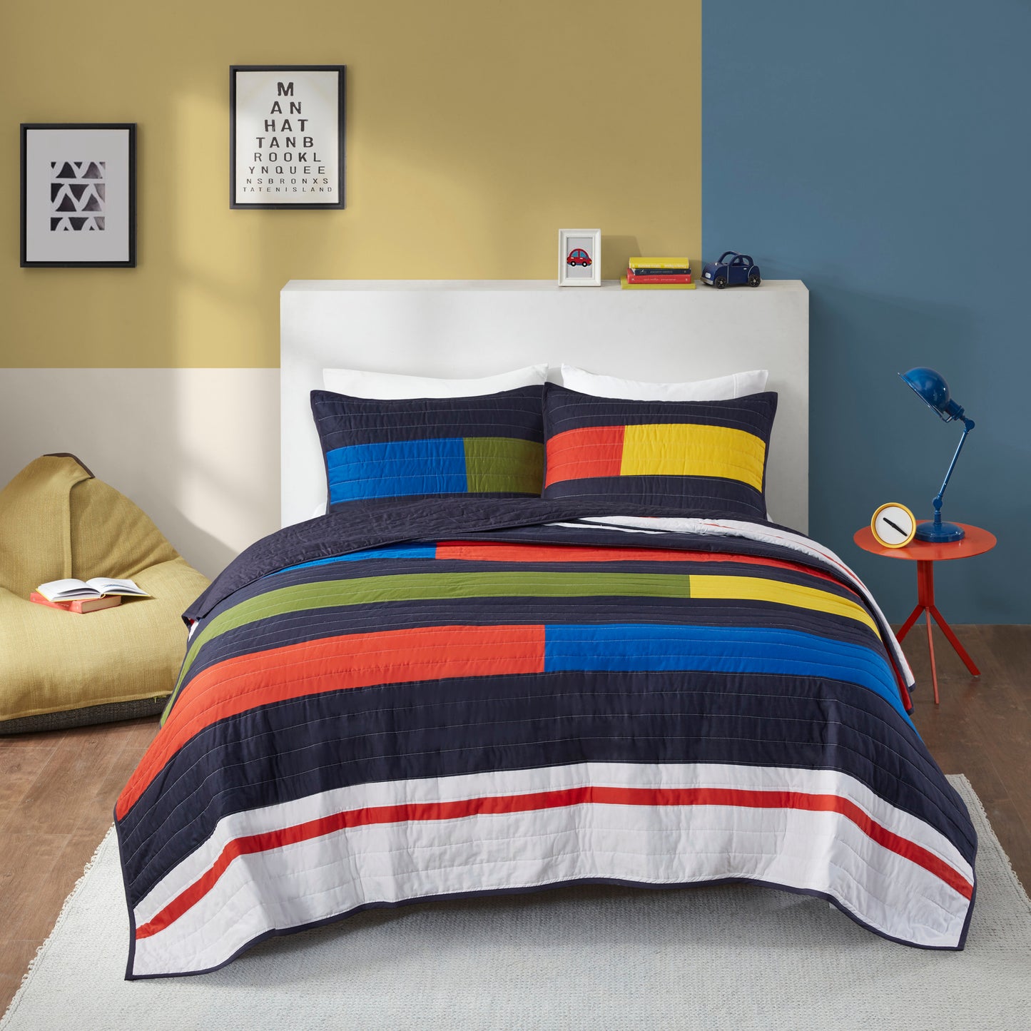 Morris Stripe Printed Quilt Set