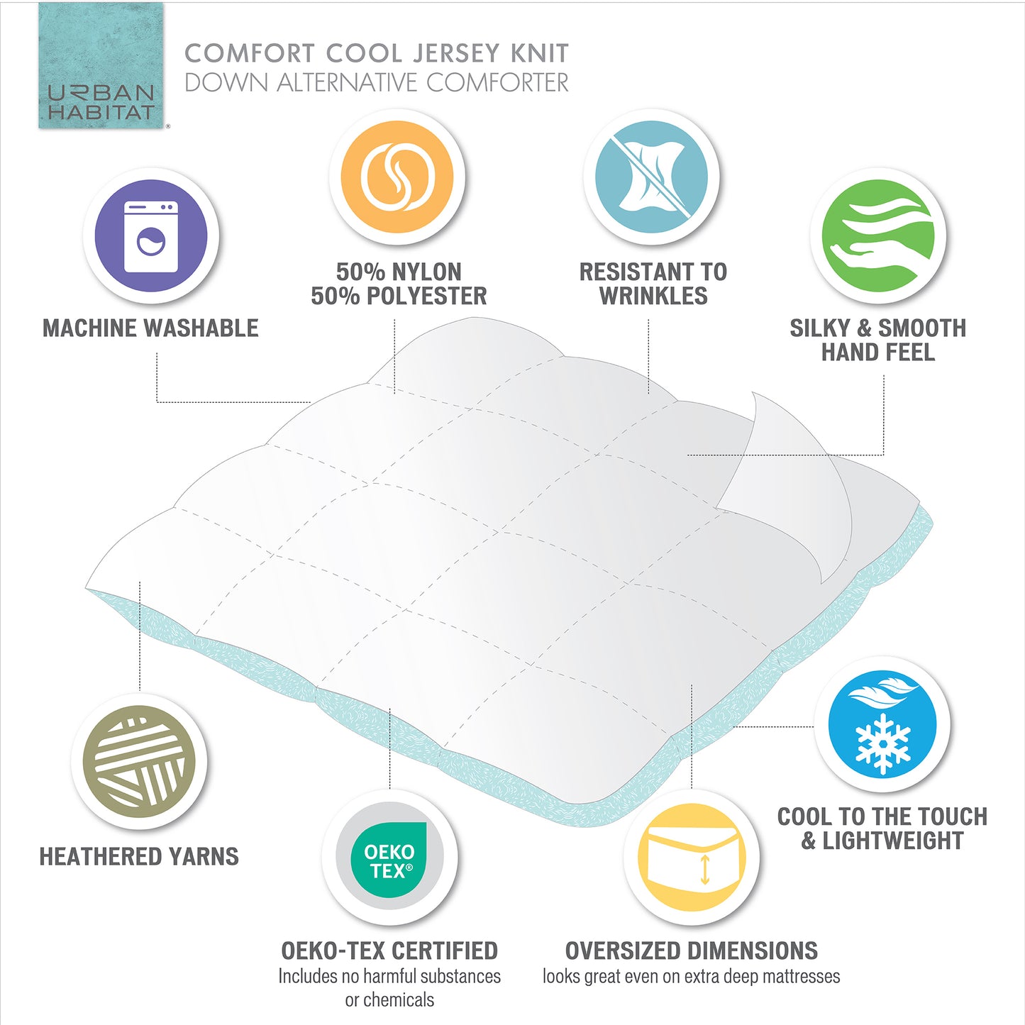 Comfort Cool Jersey Knit Oversized Down Alternative Comforter