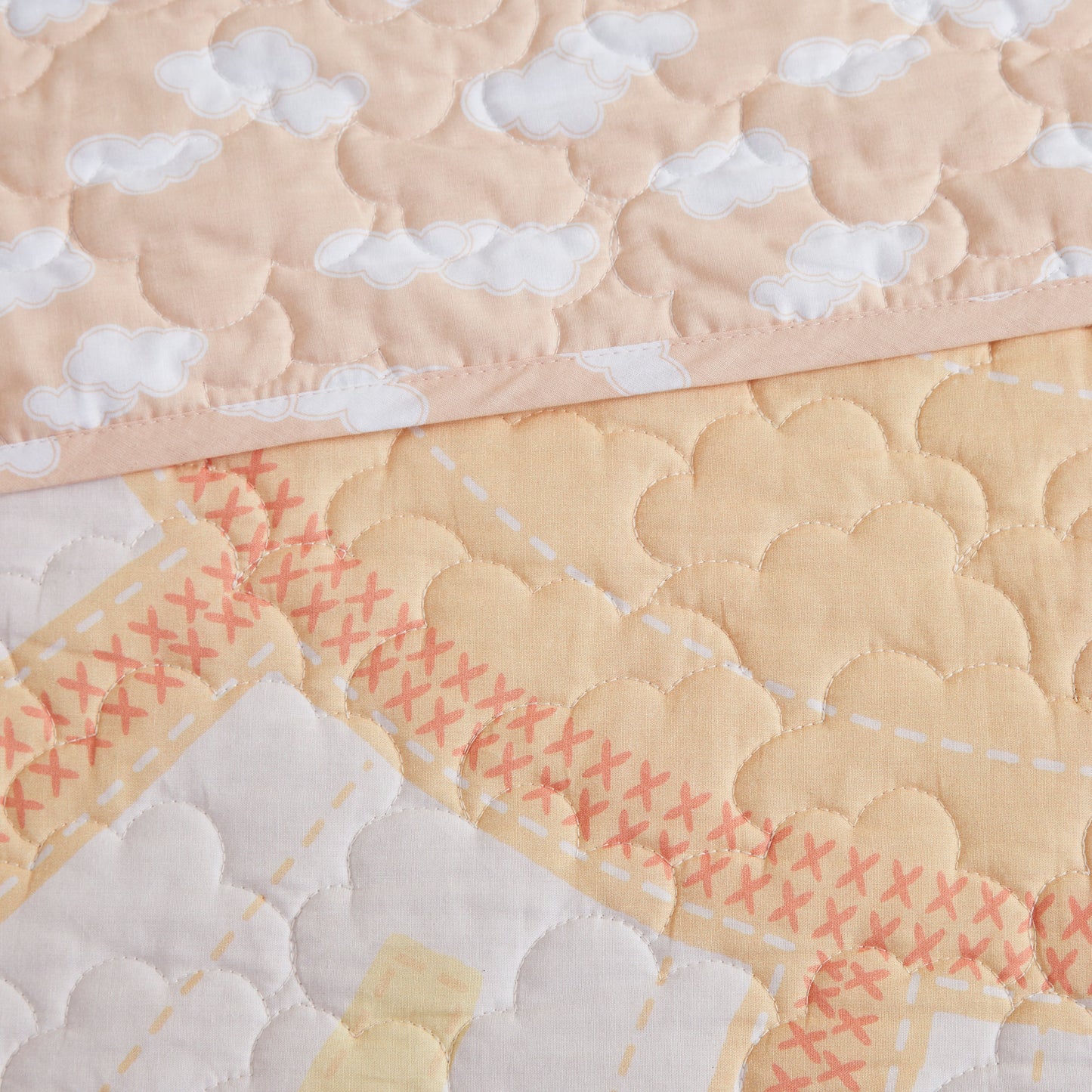 Dawn Reversible Sunshine Printed Cotton Quilt Set with Throw Pillow