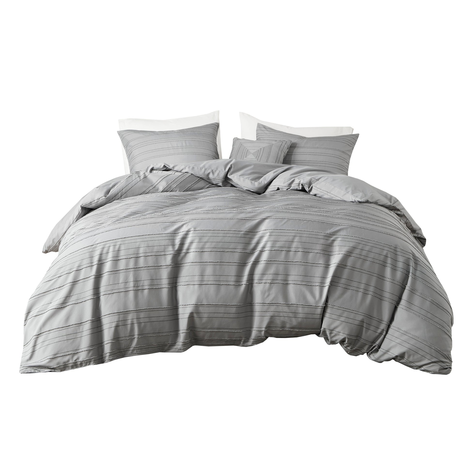 Intelligent Design Cationic Dyed Clip Jacquard Duvet Cover Set with Throw Pillow