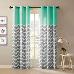 Alex Chevron Printed Room Darkening Grommet Top Panel Pair
