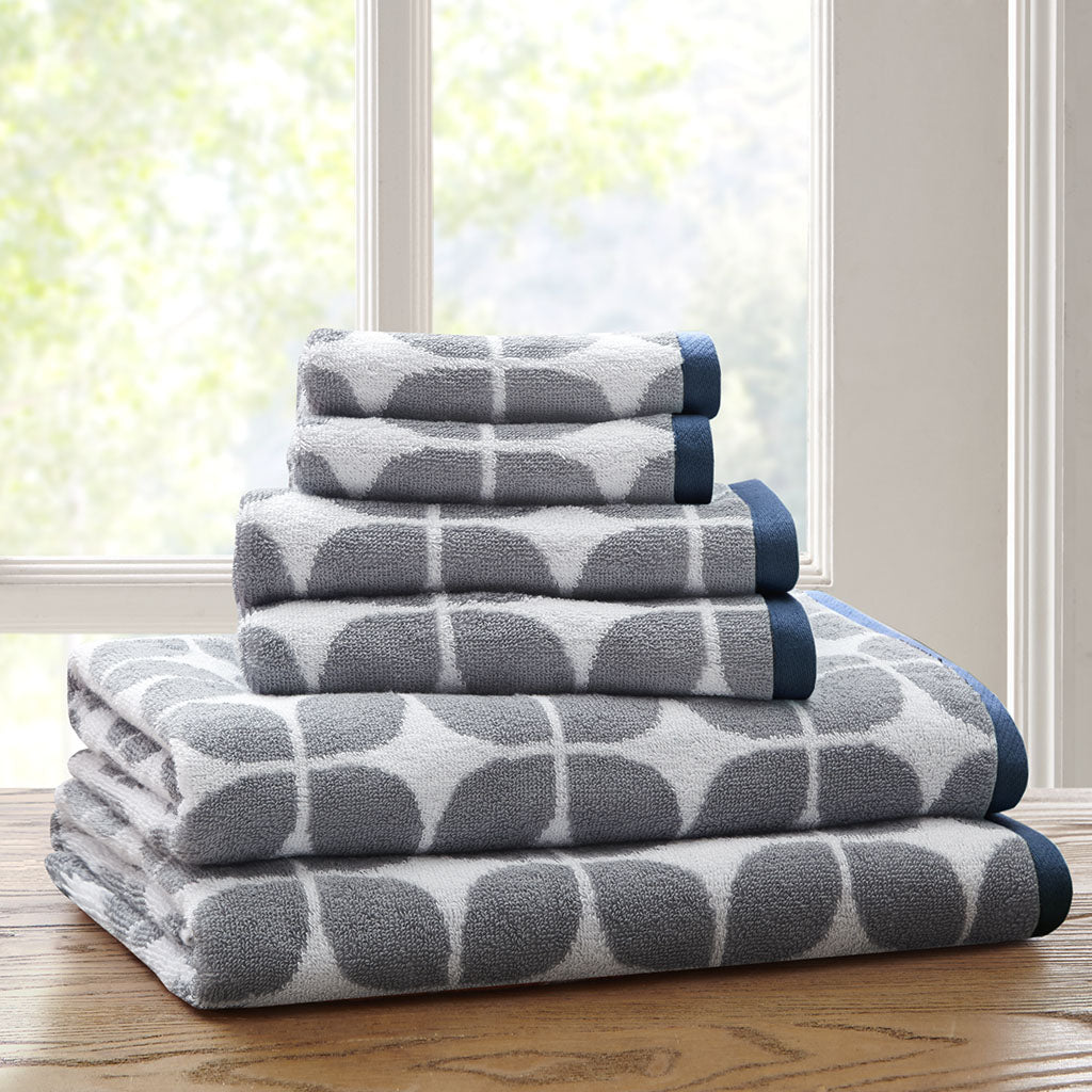 Intelligent Design 6 Piece Cotton Jacquard Towel Set