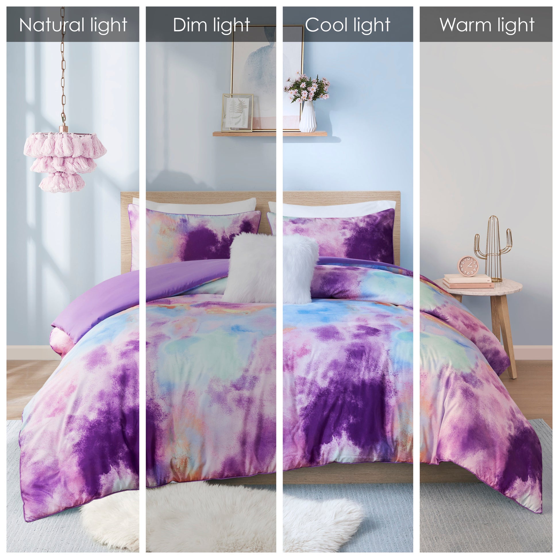 Intelligent Design Watercolor Tie Dye Printed Duvet Cover Set with Throw Pillow