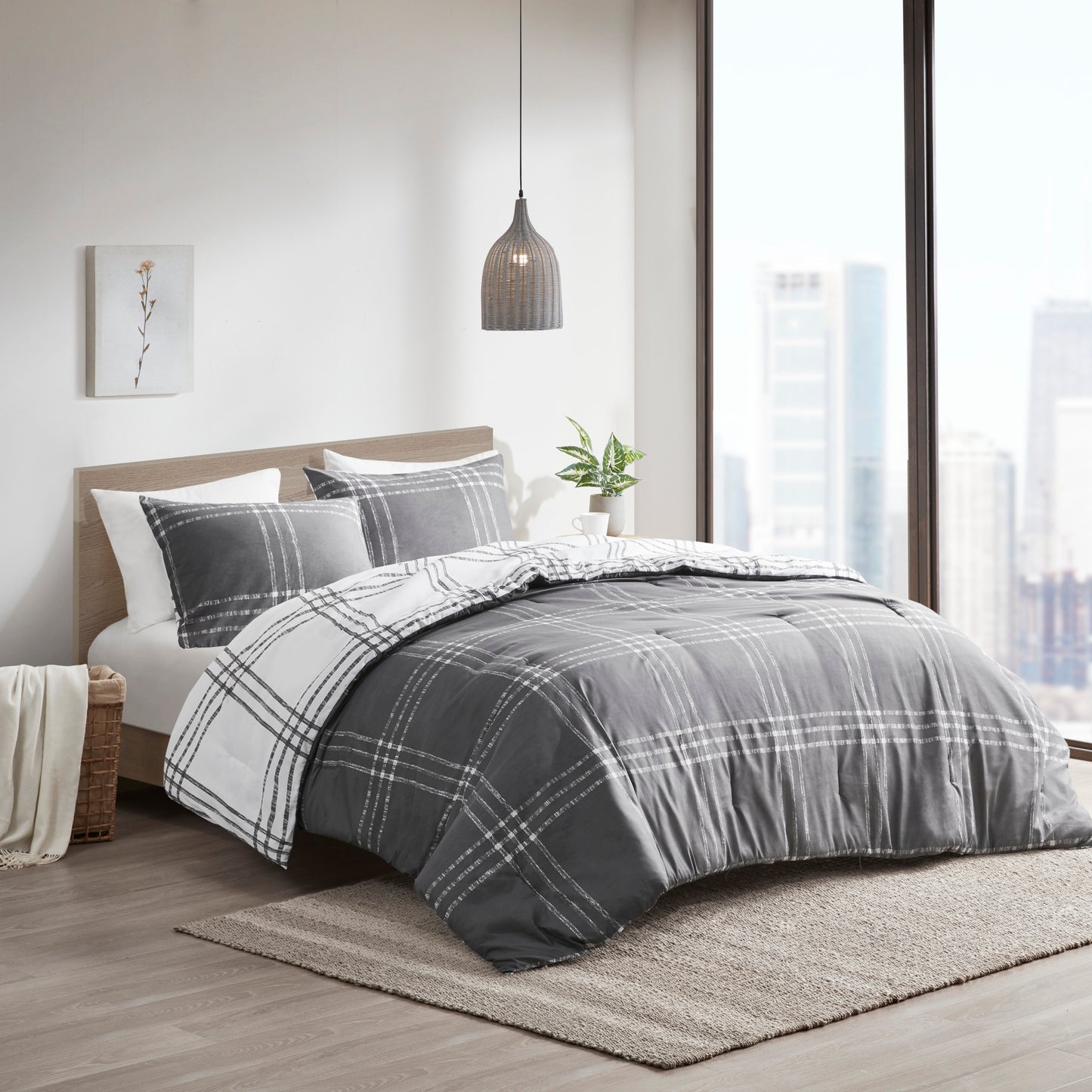 Intelligent Design Plaid Reversible Comforter Set