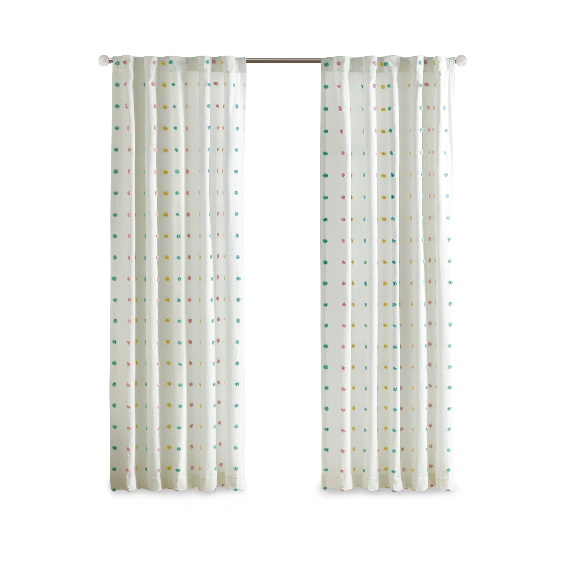 Intelligent Design Cotton Jacquard Pom Pom Curtain Panel