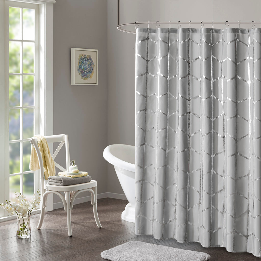 Intelligent Design Printed Metallic Shower Curtain