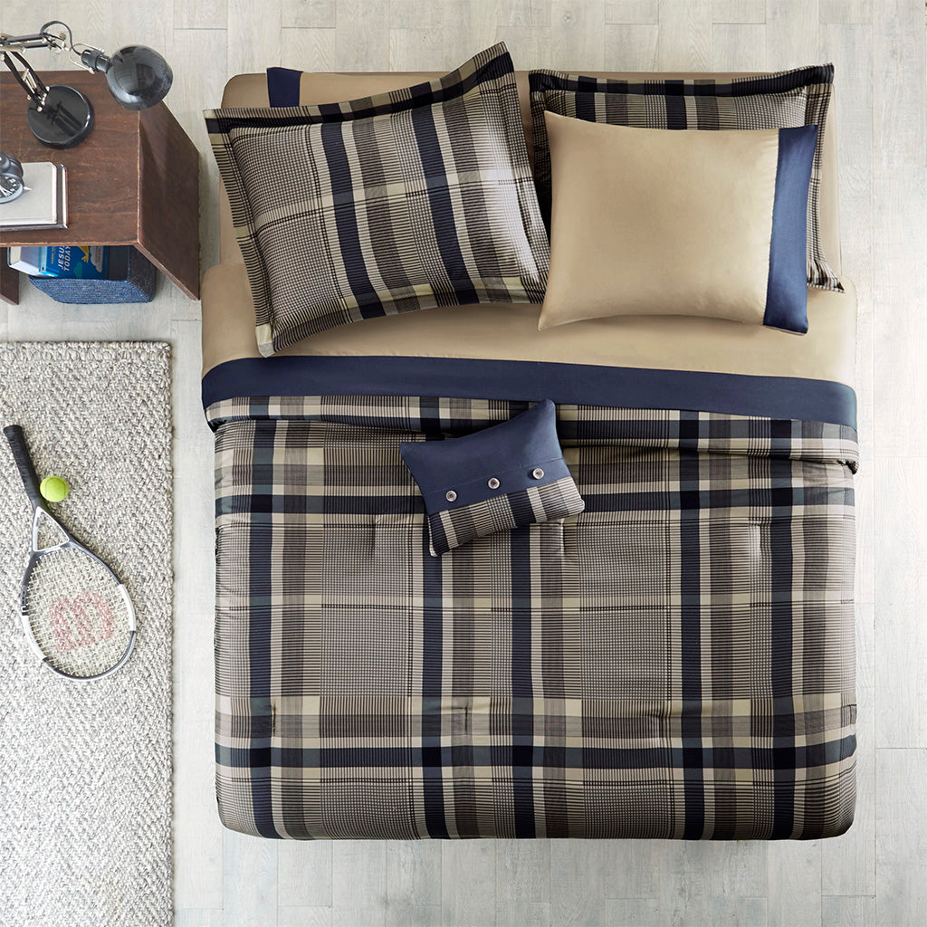 Intelligent Design Plaid Comforter Set with Bed Sheets