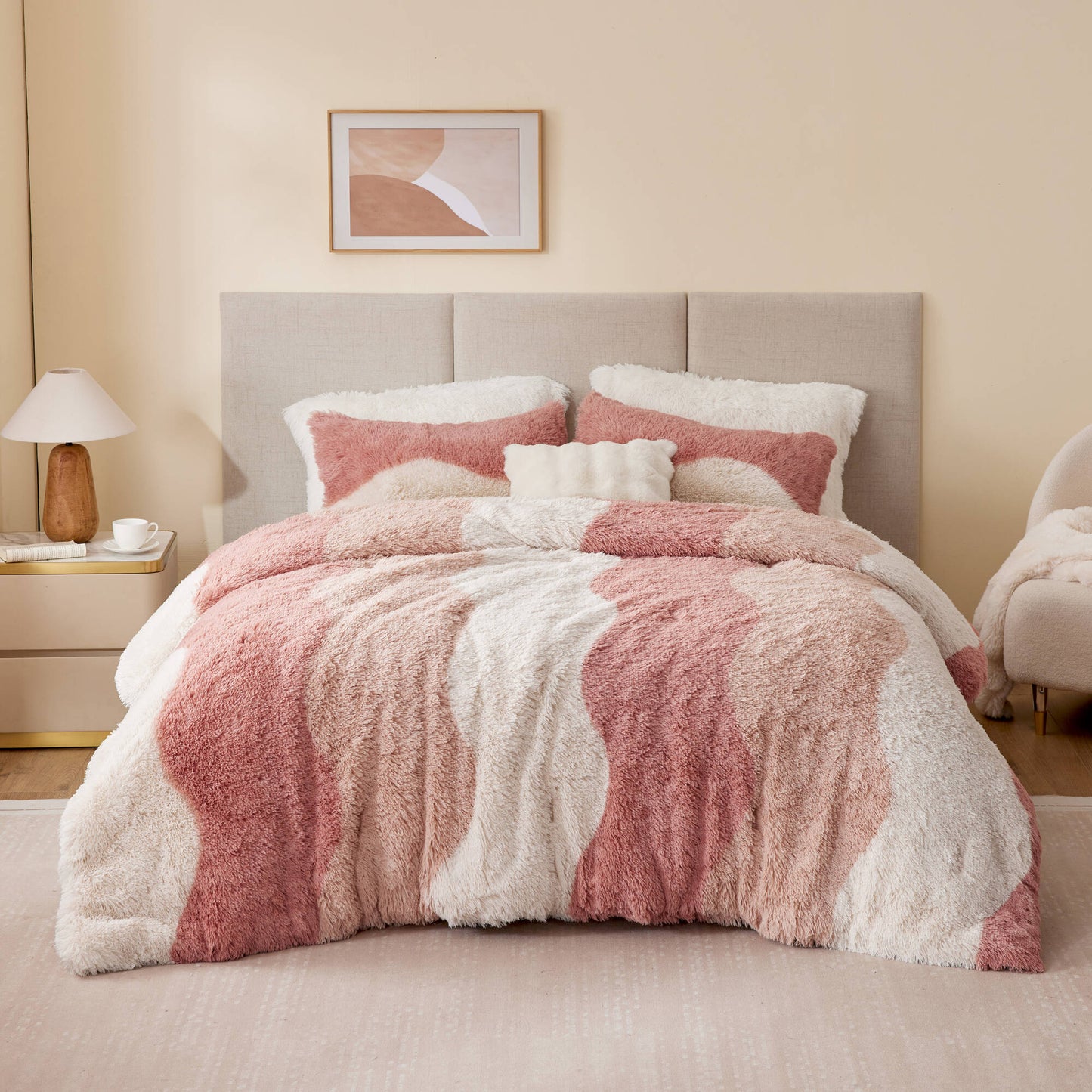 Cassie Ombre Shaggy Faux Fur Comforter Set