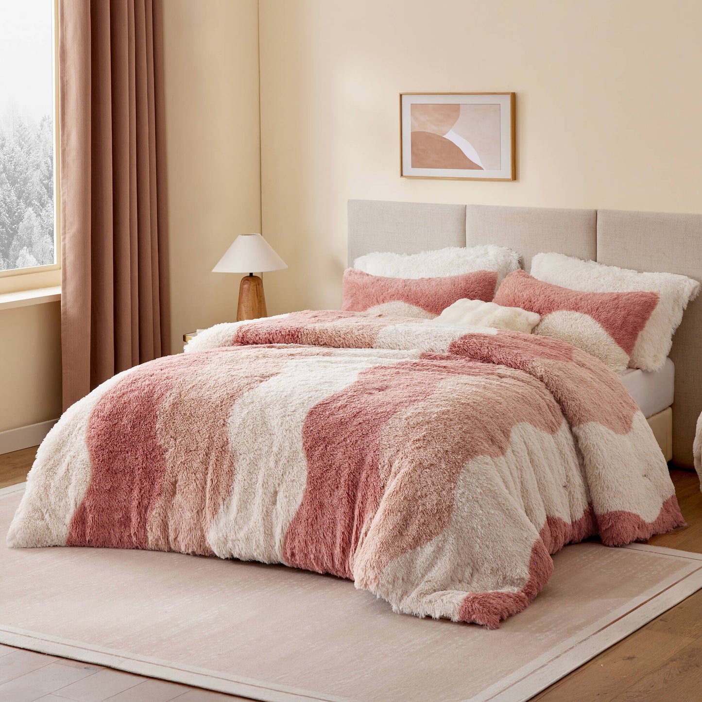 Cassie Ombre Shaggy Faux Fur Comforter Set