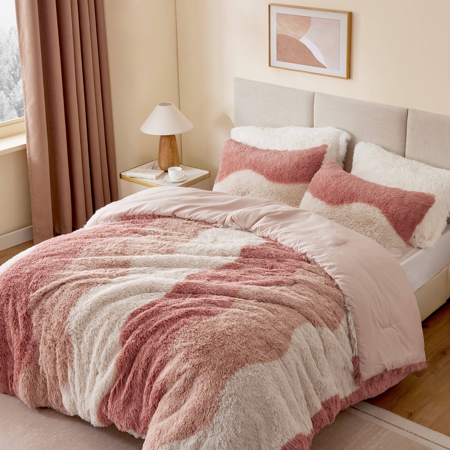 Cassie Ombre Shaggy Faux Fur Comforter Set