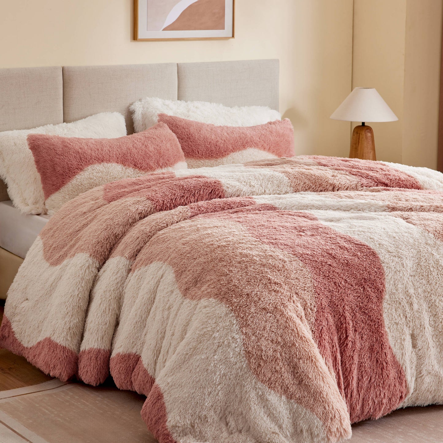 Cassie Ombre Shaggy Faux Fur Comforter Set