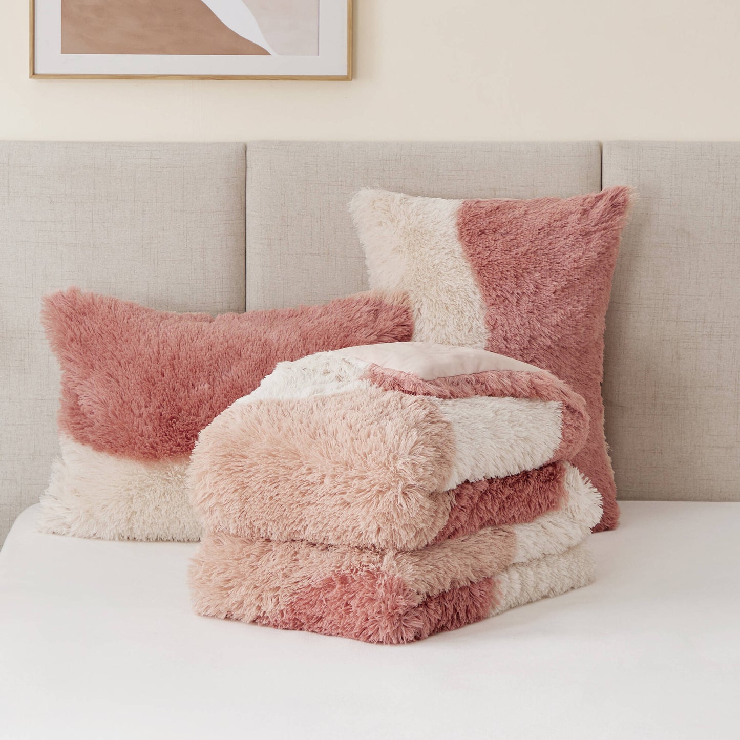 Cassie Ombre Shaggy Faux Fur Comforter Set