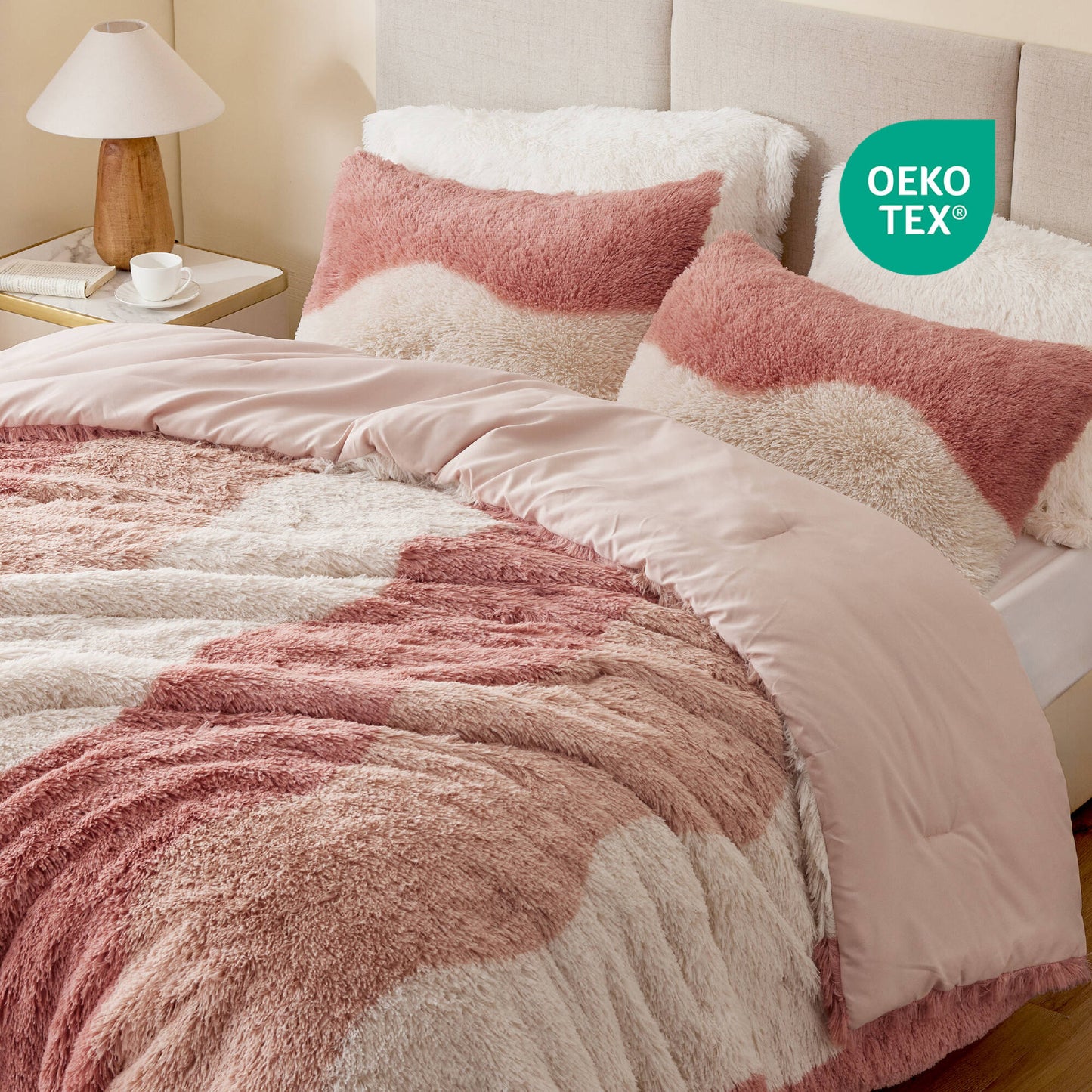 Cassie Ombre Shaggy Faux Fur Comforter Set