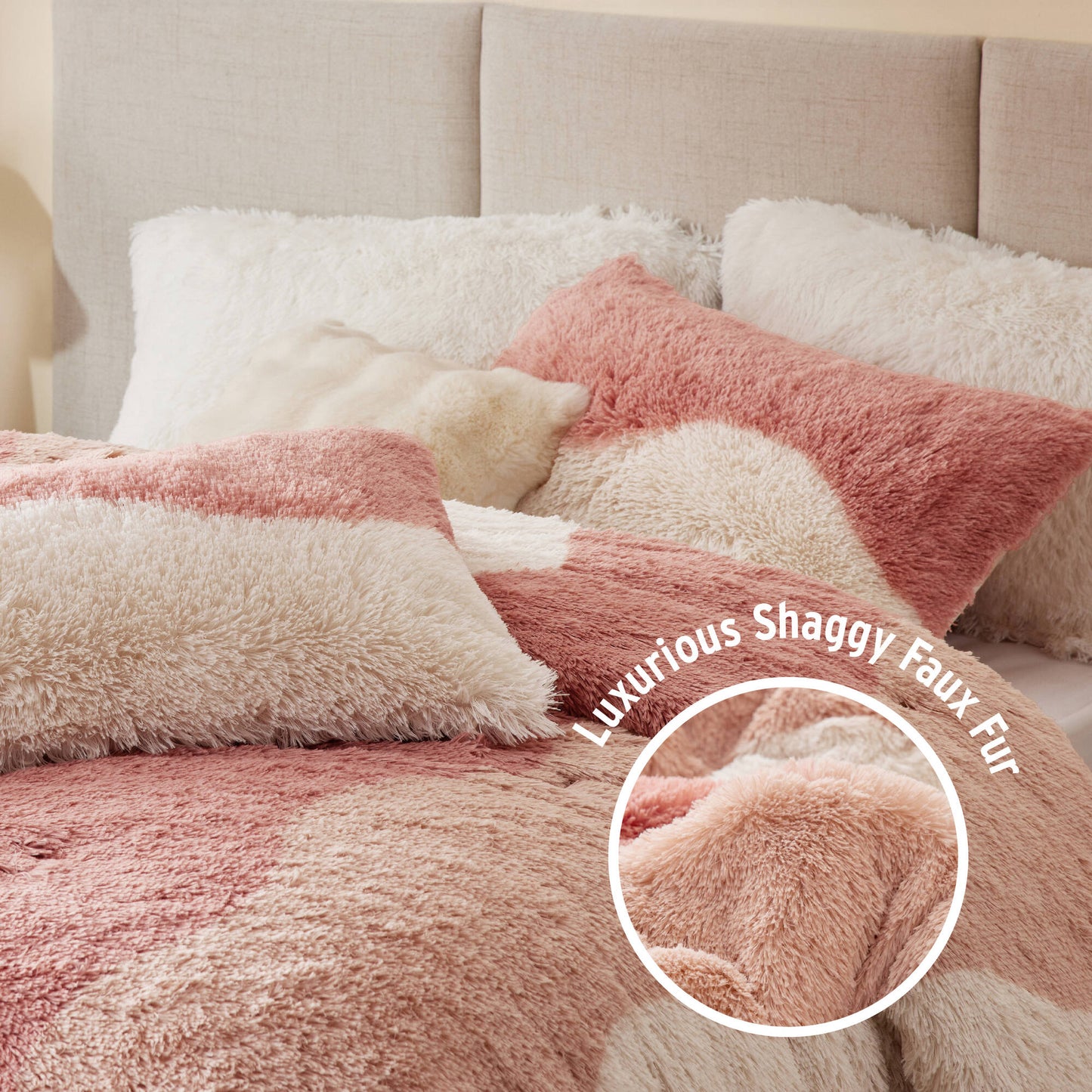 Cassie Ombre Shaggy Faux Fur Comforter Set