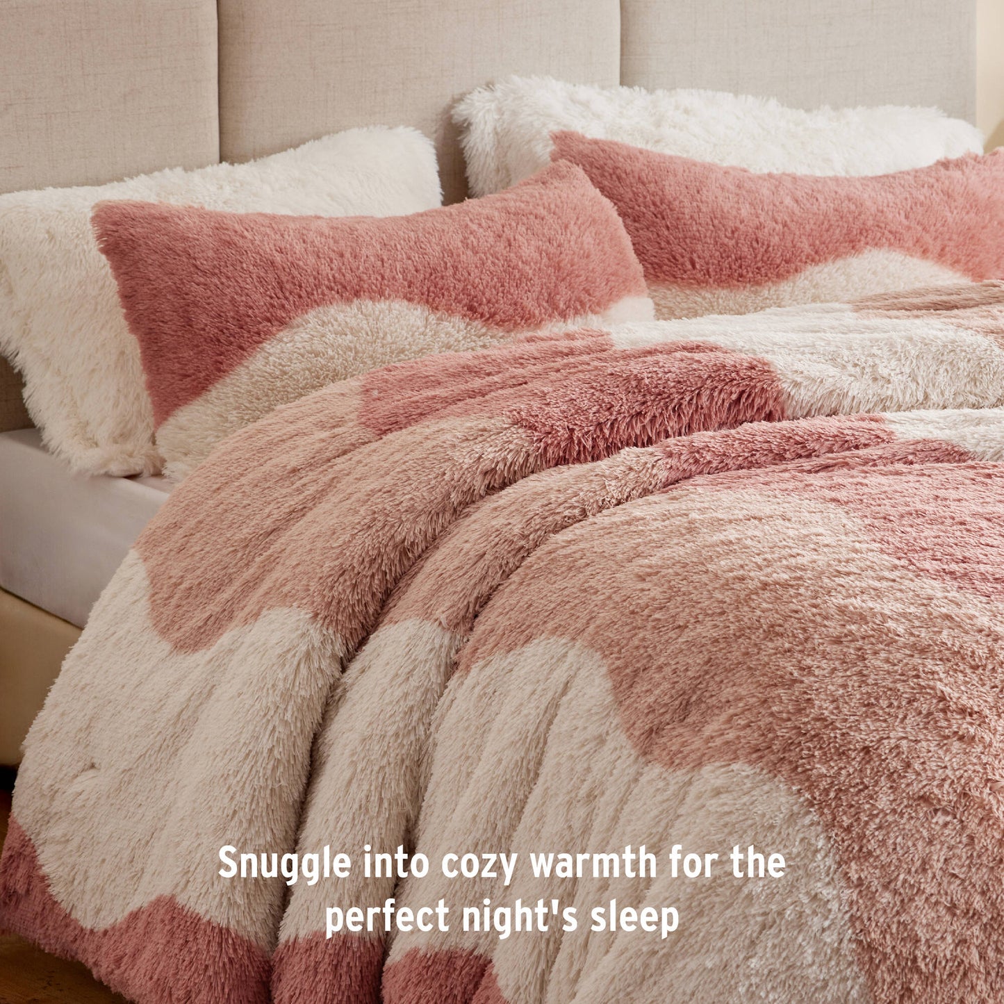 Cassie Ombre Shaggy Faux Fur Comforter Set