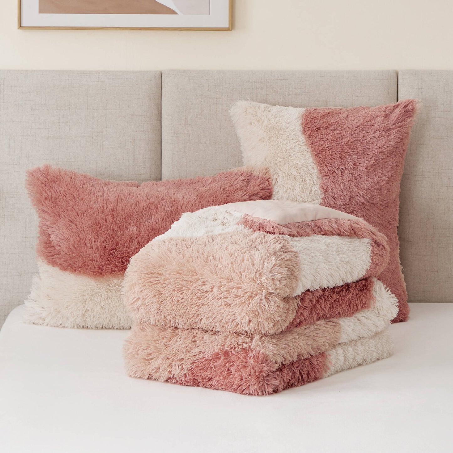Cassie Ombre Shaggy Faux Fur Comforter Set