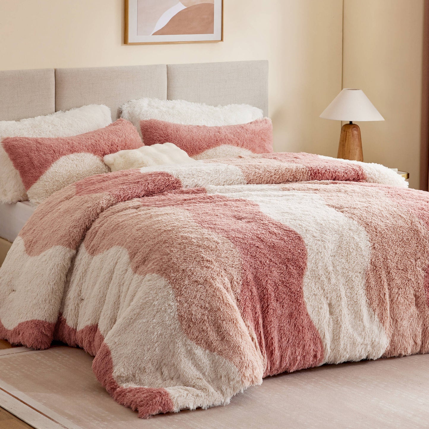 Cassie Ombre Shaggy Faux Fur Comforter Set