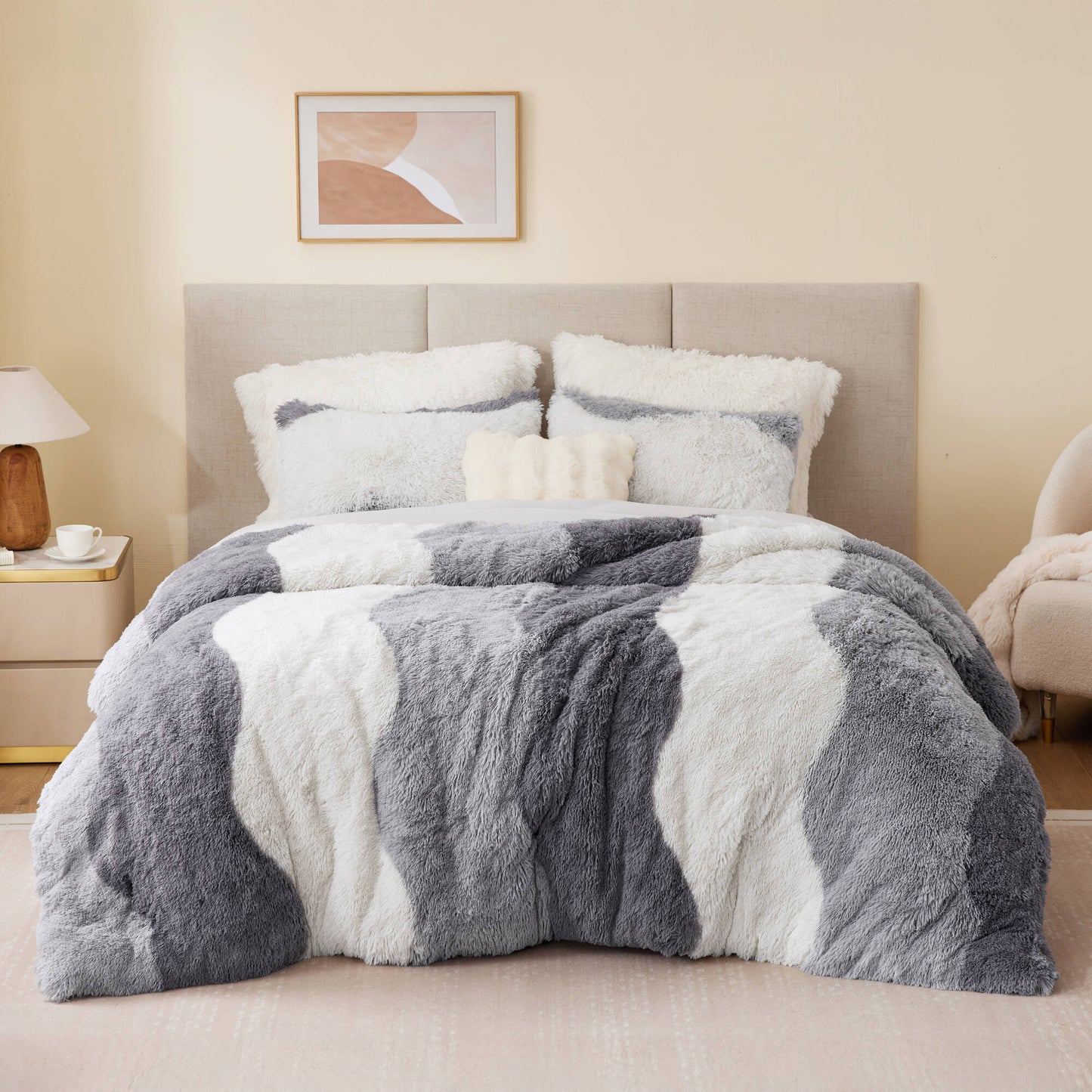 Cassie Ombre Shaggy Faux Fur Comforter Set