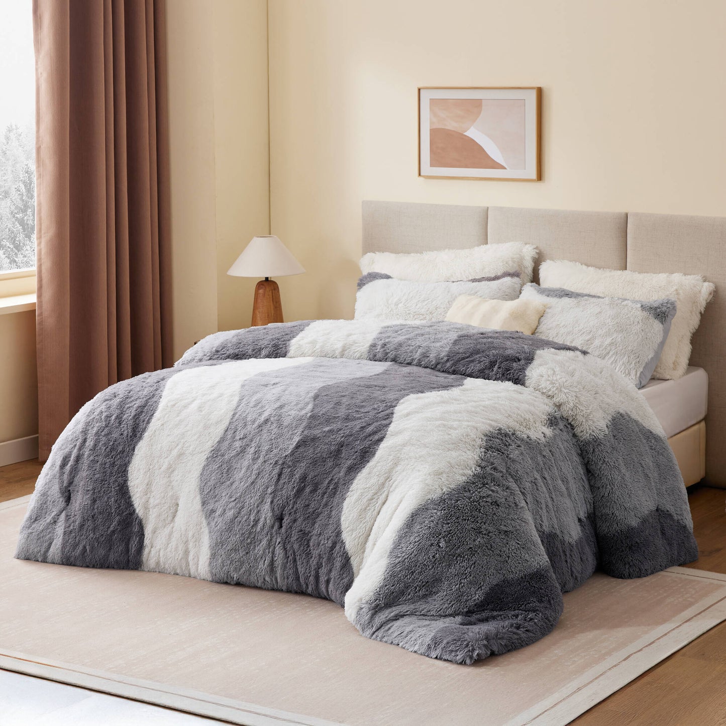 Cassie Ombre Shaggy Faux Fur Comforter Set