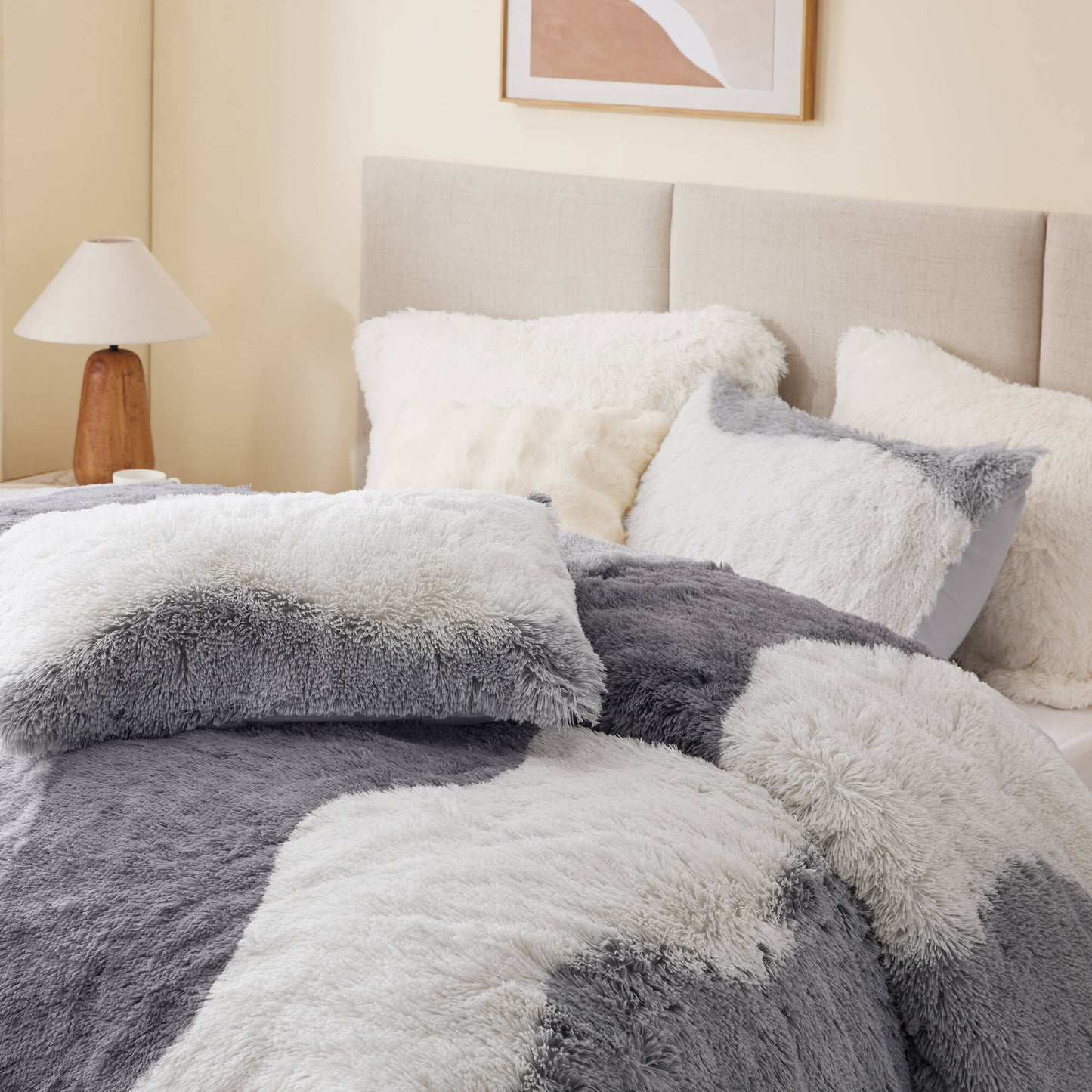 Cassie Ombre Shaggy Faux Fur Comforter Set