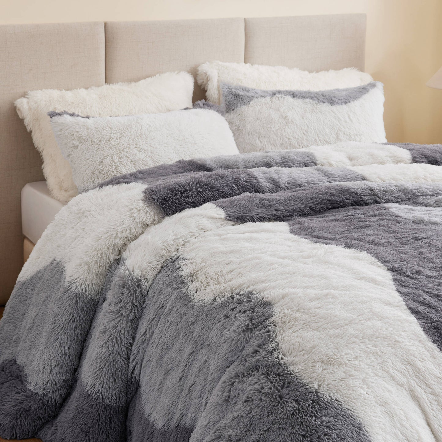 Cassie Ombre Shaggy Faux Fur Comforter Set