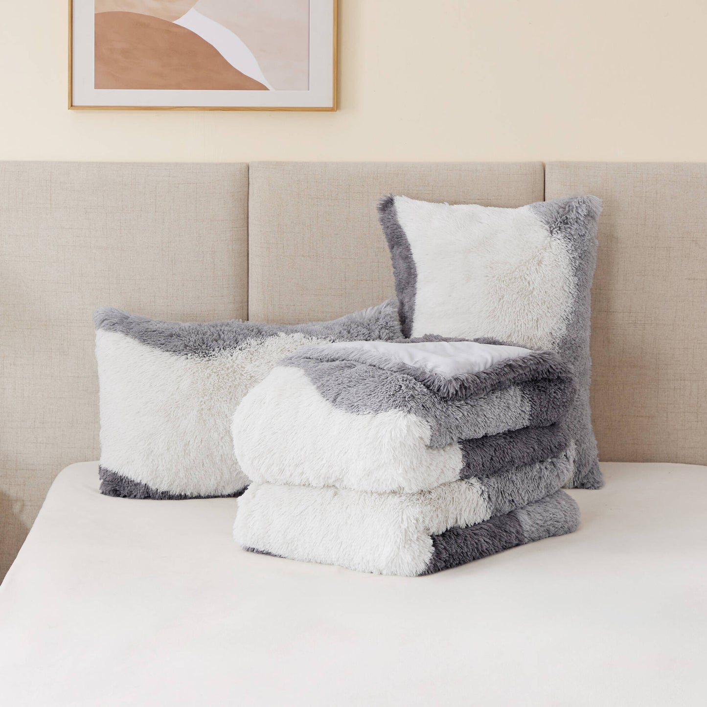 Cassie Ombre Shaggy Faux Fur Comforter Set