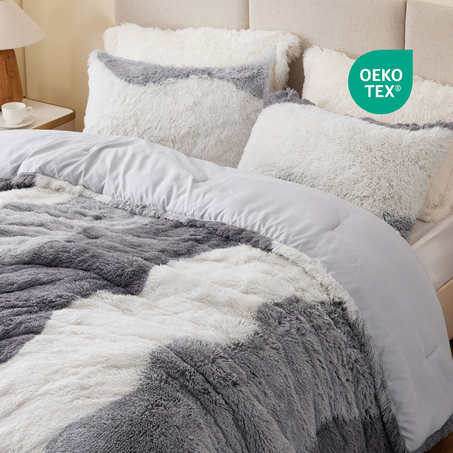 Cassie Ombre Shaggy Faux Fur Comforter Set